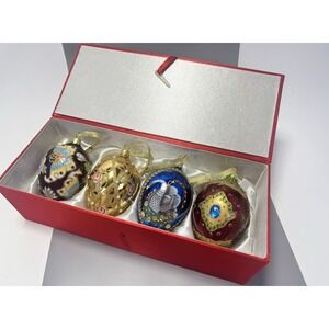 Joan Rivers 2009 Classics Collection Glass Egg (4) Ornaments Russian Inspired